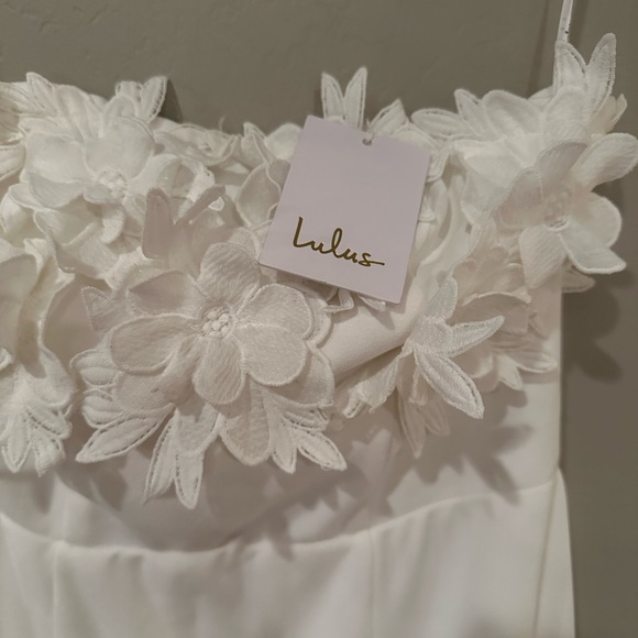Lulus Love Garden Ivory 3D Floral Embroidered Strapless Maci Dress, SIZE MEDIUM - Picture 5 of 7